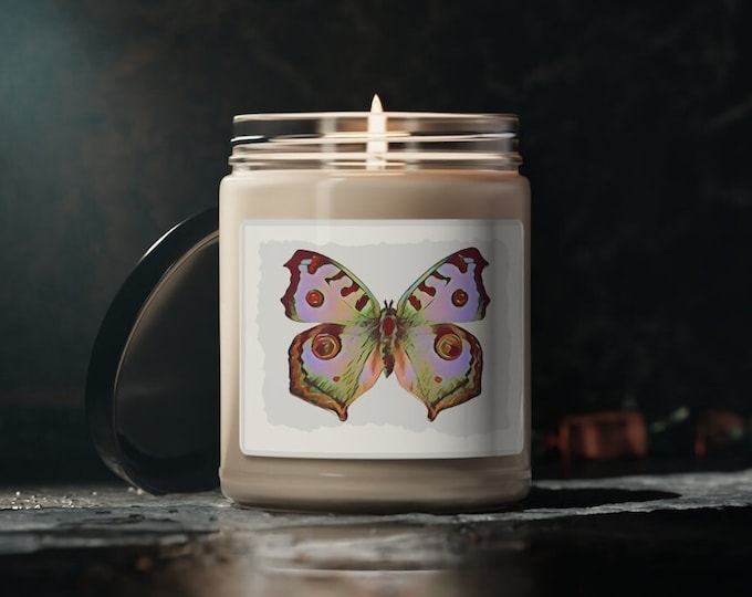 Natural Soy Candle with Beautiful Butterfly Jar, 9oz Non Toxic Meditation Candle with Scent Variations