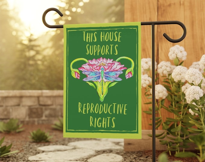 Roe Support Yard Flag with Floral Uterus
