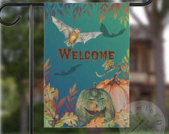 Halloween Garden Flag, Autumn Welcome Sign