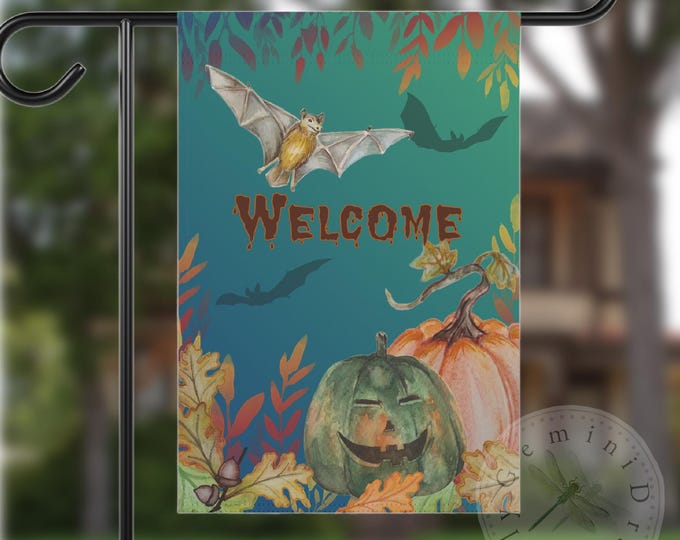 Halloween Garden Flag, Autumn Welcome Sign