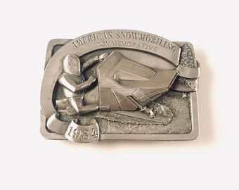 1984 American Snowmobile Commemorative Belt Buckle, Bergamot Brass Works, Limited Edition