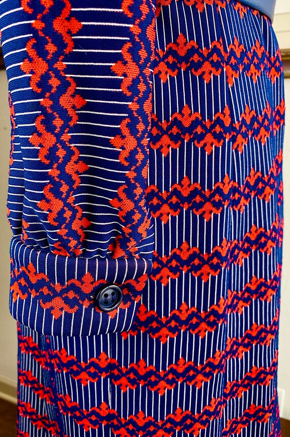 Vintage 1960s Vibrant Blue & Red Orange Designer … - image 5