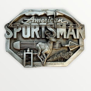 Rare 1986 American Sportsman Commemorative Bow Hunting Deer Buck Belt Buckle by Siskiyou