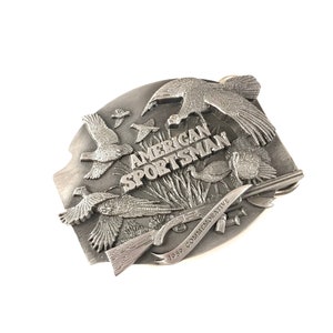 1989 American Sportsman Commemorative Belt Buckle by Siskiyou, Hunting, Fishing, Limited Edition