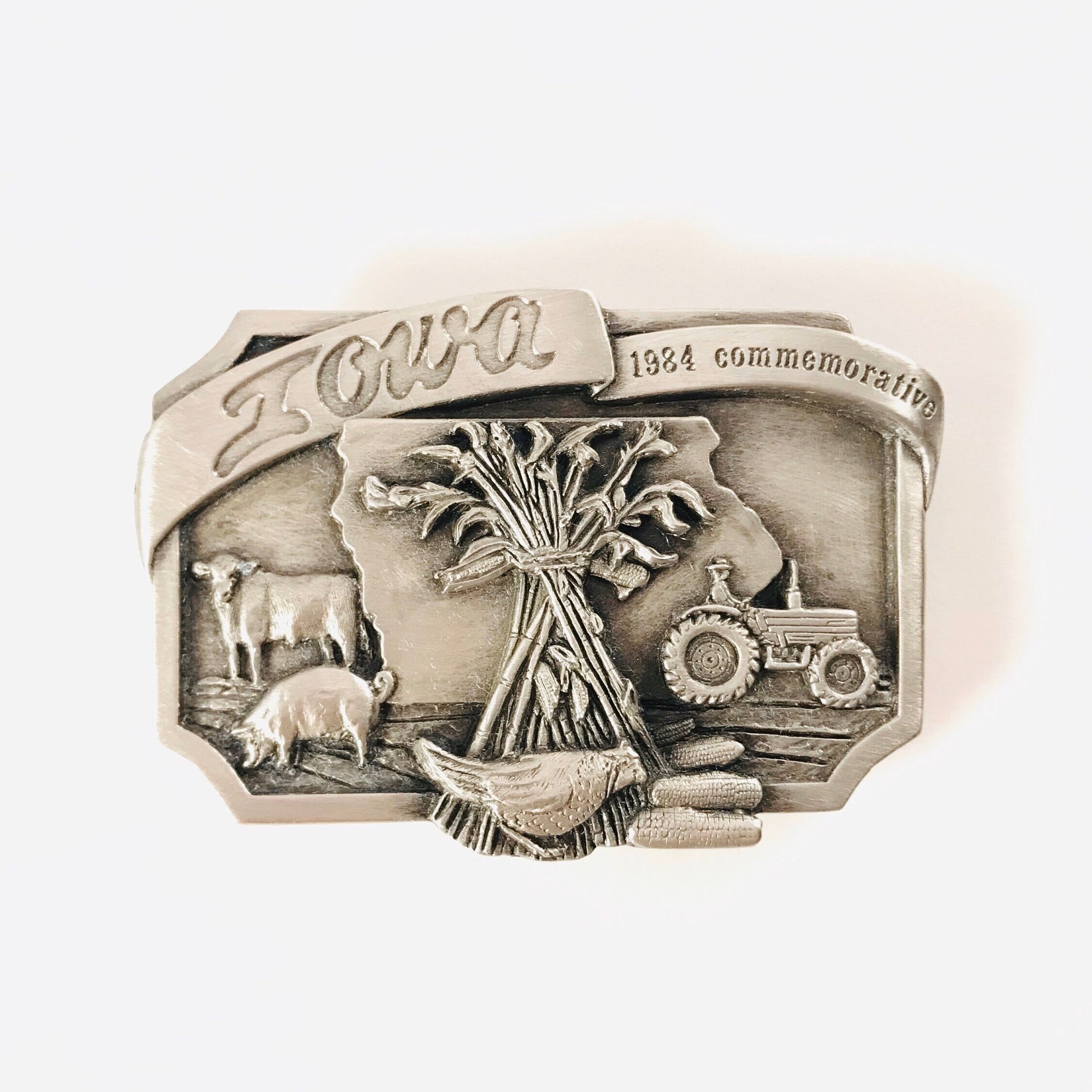 Fibbia Cintura Vintage Pescatore Iowa 1984 - Originale USA - Regalo Per Collezionisti