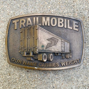 Vintage TrailMobile Brass Belt Buckle image 1