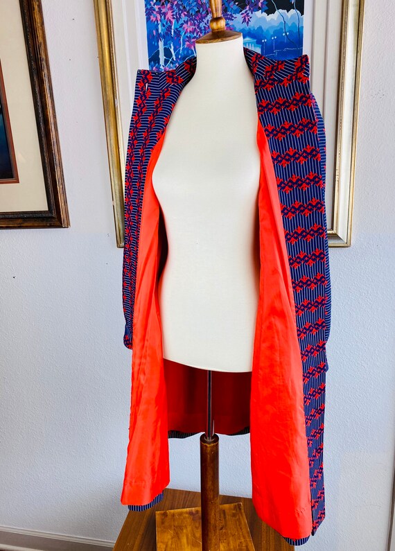 Vintage 1960s Vibrant Blue & Red Orange Designer … - image 10