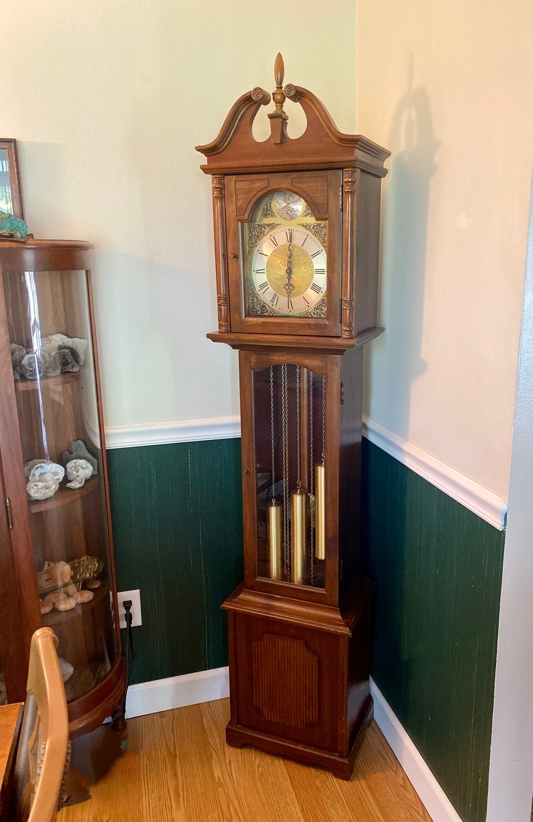 Ridgeway Tempus Fugit Classic Wood Grandfather Clock Pendulum Excellent