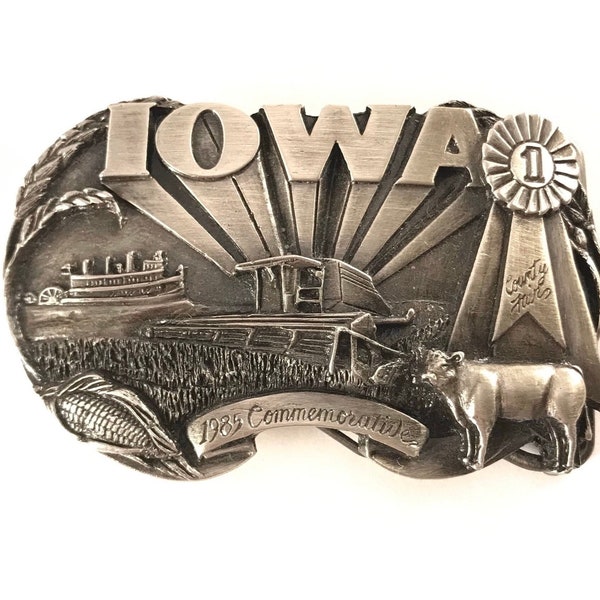 Iowa 1985 Commemorative Siskiyou Belt Buckle, LImited Edition