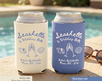 Last Toast on the Coast Can Cooler, Coastal Bachelorette Party Favor, Custom Beach Bach Slim Can Sleeve, Starfish Bridal Gift