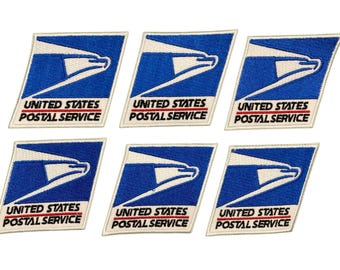 May include: Six embroidered patches featuring the United States Postal Service logo. Each patch has a blue and white design with the words "UNITED STATES POSTAL SERVICE" in red and black.