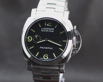 Montre pour homme Panerai Luminor Marina automatique avec cadran noir et date remise à neuf | Montre de plongée de luxe