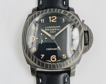 Reloj de pulsera automático Panerai para hombre, reacondicionado, esfera azul, reloj de lujo en buen estado de funcionamiento.