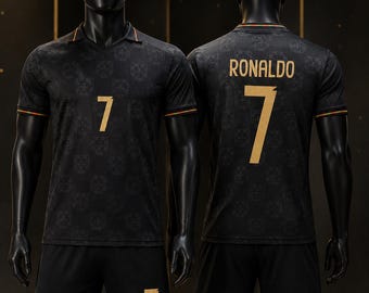 Maglia nera Cristiano Ronaldo #7 Portogallo 2026 Coppa del mondo – Maglia da calcio per bambini Trikot