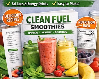 Recetas de batidos + PDF de preparación de comidas / Más de 35 batidos y más de 25 comidas / Paquete de nutrición saludable / Recetas sin azúcar / Descarga digital
