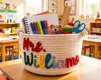 Custom Teacher Name Basket,Personalized Teacher Appreciation Gift,Thank You Gift for Teacher,End of Year Teacher Gift,Teacher Basket 2026