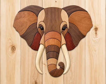 Elephant Intarsia Wood Patterns, Intarsia Wood Art Patterns, Scroll Saw Patterns Pdf, Instant Digital Download