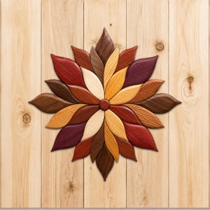 Wooden Flower  Intarsia Wood Patterns, Intarsia Wood Art Patterns, Scroll Saw Patterns Pdf, Instant Digital Download