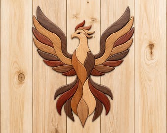 Phoenix Intarsia Wood Patterns, Intarsia Wood Art Patterns, Scroll Saw Patterns Pdf, Instant Digital Download