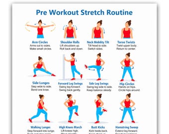 Pre-Workout Stretch Routine Chart | Dynamic Warm-Up Exercises (PDF Download)