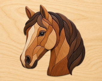 Tête de cheval motifs bois intarsia, motifs art bois intarsia, motifs de scie à chantourner Pdf, téléchargement numérique instantané