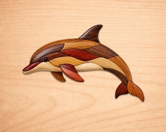 Dolphin Intarsia Wood Patterns, Intarsia Wood Art Patterns, Scroll Saw Patterns Pdf, Instant Digital Download