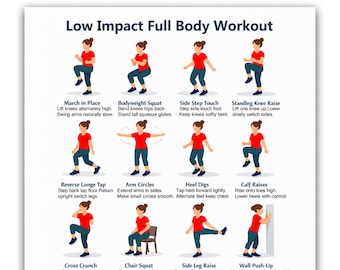 Full Body Standing Workout Chart | Bodyweight No Equipment Fitness Routine (PDF)