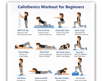 Beginner Calisthenics Workout Chart | Full Body Bodyweight Exercises (PDF Download)
