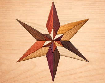 Star Compass Intarsia Wood Patterns, Intarsia Wood Art Patterns, Scroll Saw Patterns Pdf, Instant Digital Download