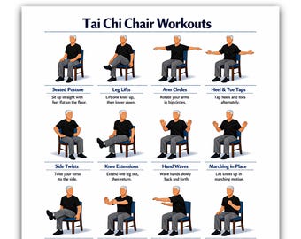 Seated Tai Chi Workout Chart | Gentle Home Fitness Plan (PDF Download)