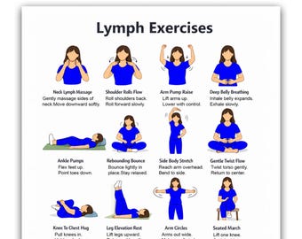Lymphatic Exercise Chart Printable | Hand Massage  Breathing Exercises | Seated & Standing Routine | Digital Download PDF