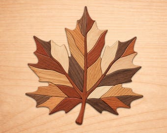 Maple Leaf Intarsia Wood Patterns, Intarsia Wood Art Patterns, Scroll Saw Patterns Pdf, Instant Digital Download