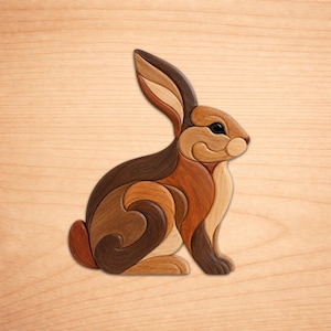 Rabbit Intarsia Wood Patterns, Intarsia Wood Art Patterns, Scroll Saw Patterns Pdf, Instant Digital Download