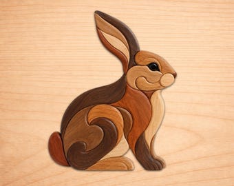 Rabbit Intarsia Wood Patterns, Intarsia Wood Art Patterns, Scroll Saw Patterns Pdf, Instant Digital Download