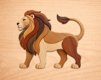 Lion Intarsia Wood Patterns, Intarsia Wood Art Patterns, Scroll Saw Patterns Pdf, Instant Digital Download