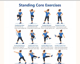 Standing Core Exercises for Seniors | Gentle Low Impact Workout Chart (PDF)
