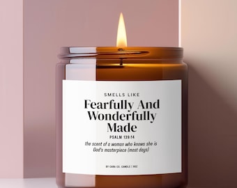 Christian Woman Gift, Psalm 139, Faith Based Mom, Christian Home Decor, Bible Verse Gift, Religious Best Friend Candle, Mothers Day Gift