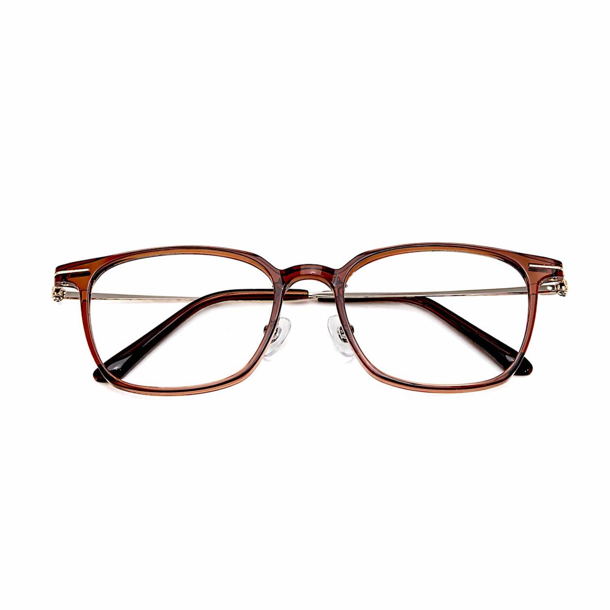 Translucent Amber Square Ultem Glasses, Lightweight Korean Design Unisex Frame — view 4