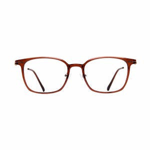 K&ouml;nnte beinhalten: Braune rechteckige Brille mit klaren Gl&auml;sern. Die Fassungen haben ein klassisches Design mit einem d&uuml;nnen Metallsteg und B&uuml;geln. Die Brille ist f&uuml;r die Sehkorrektur konzipiert.