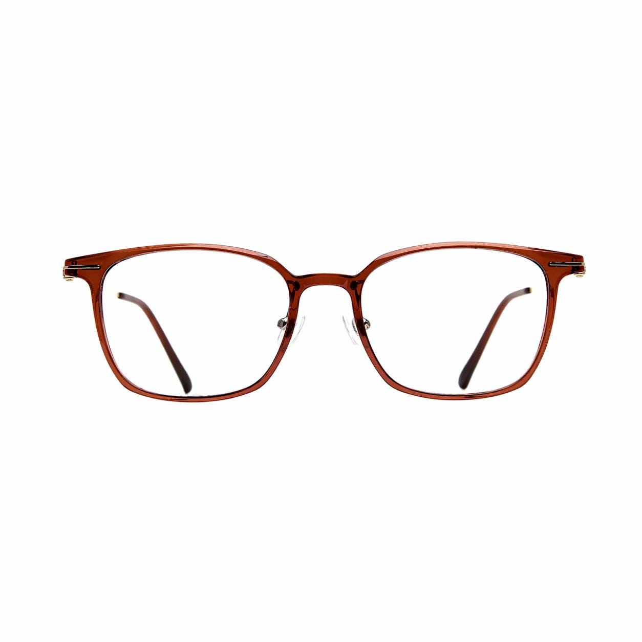 Translucent Amber Square Ultem Glasses, Lightweight Korean Design Unisex Frame — view 2
