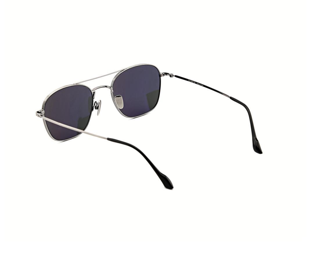Silver Square Aviator Sunglasses | Polarized Metal Frame Sunglasses | Korean UV400 Eyewear | Lightweight Unisex Double Bridge Shades — view 9