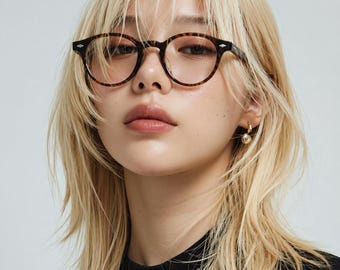 Brown Acetate Eyeglasses, Classic Square Frame, Lightweight Everyday Glasses, Unisex Korean Style Optical Frame