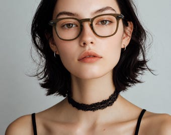 Braune Acetatbrille, klassischer quadratischer Rahmen, leichte Alltagsbrille, optischer Unisex-Rahmen im koreanischen Stil