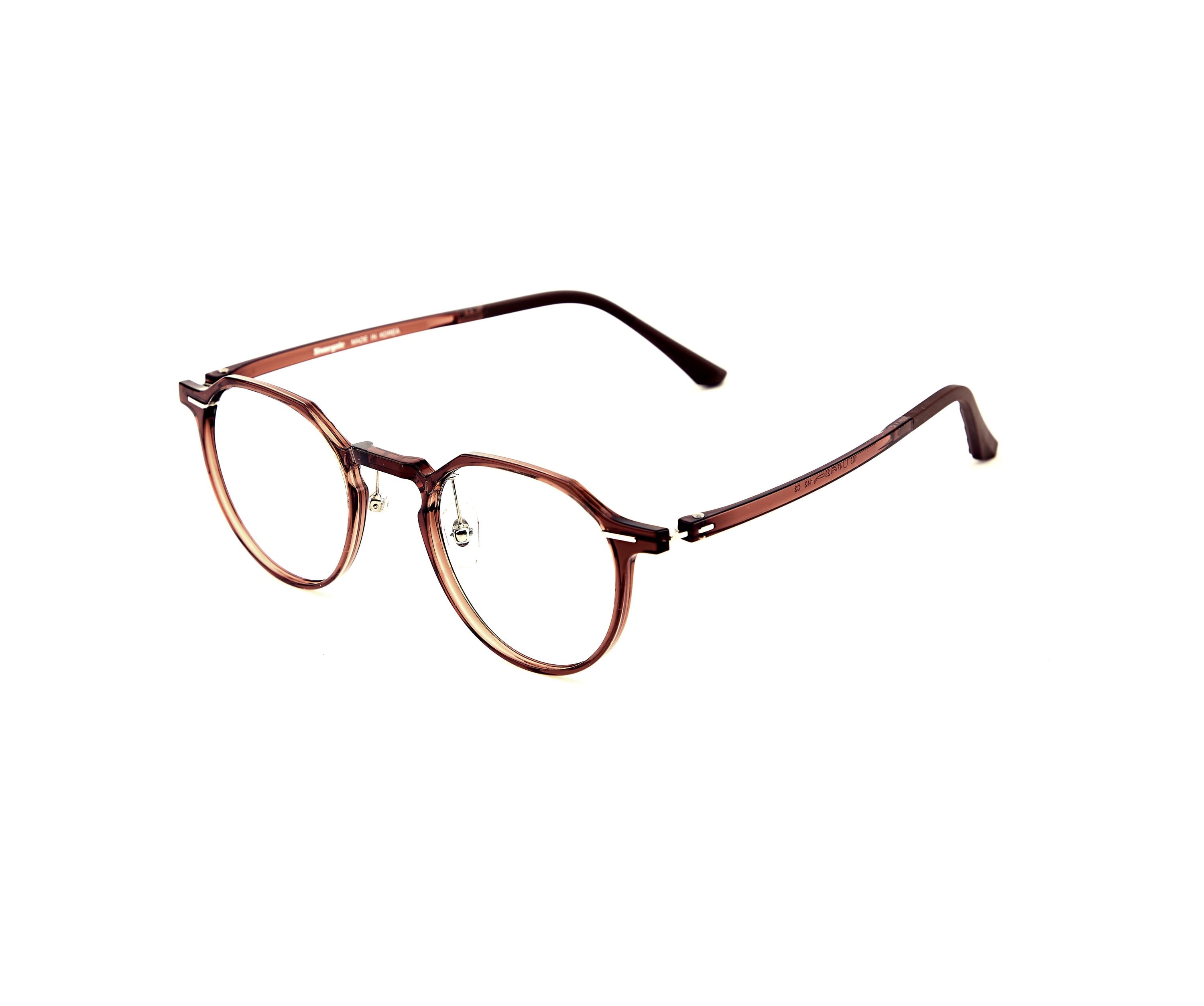 Everyday Lightweight Eyeglasses | Minimalist Korean Design Asian Fit | Round Ultem Brown Frame — view 3