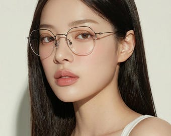 Minimalistische Halbrand-Metallbrille - Ultraleichtes koreanisches Design, asiatische Passform