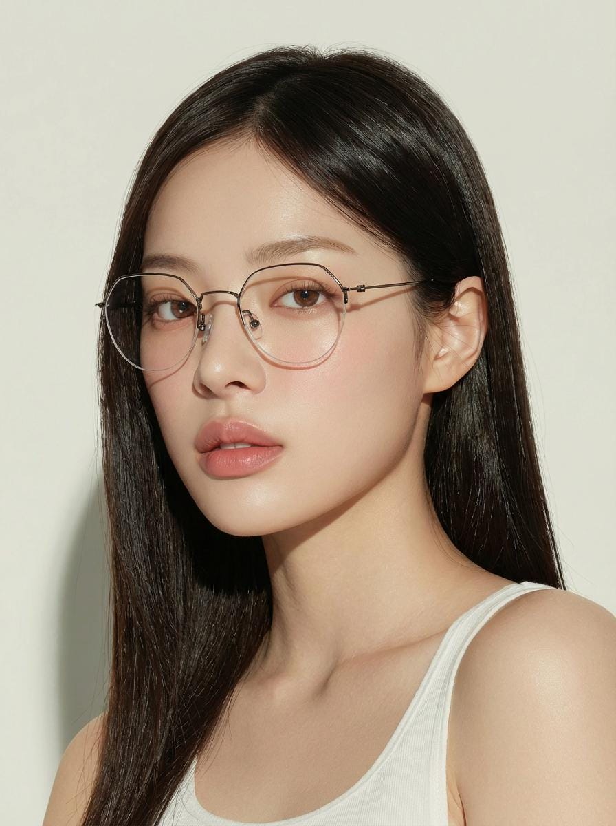 Minimal Half-Rim Metal Eyeglasses – Ultra Lightweight Korean Design, Asian Fit