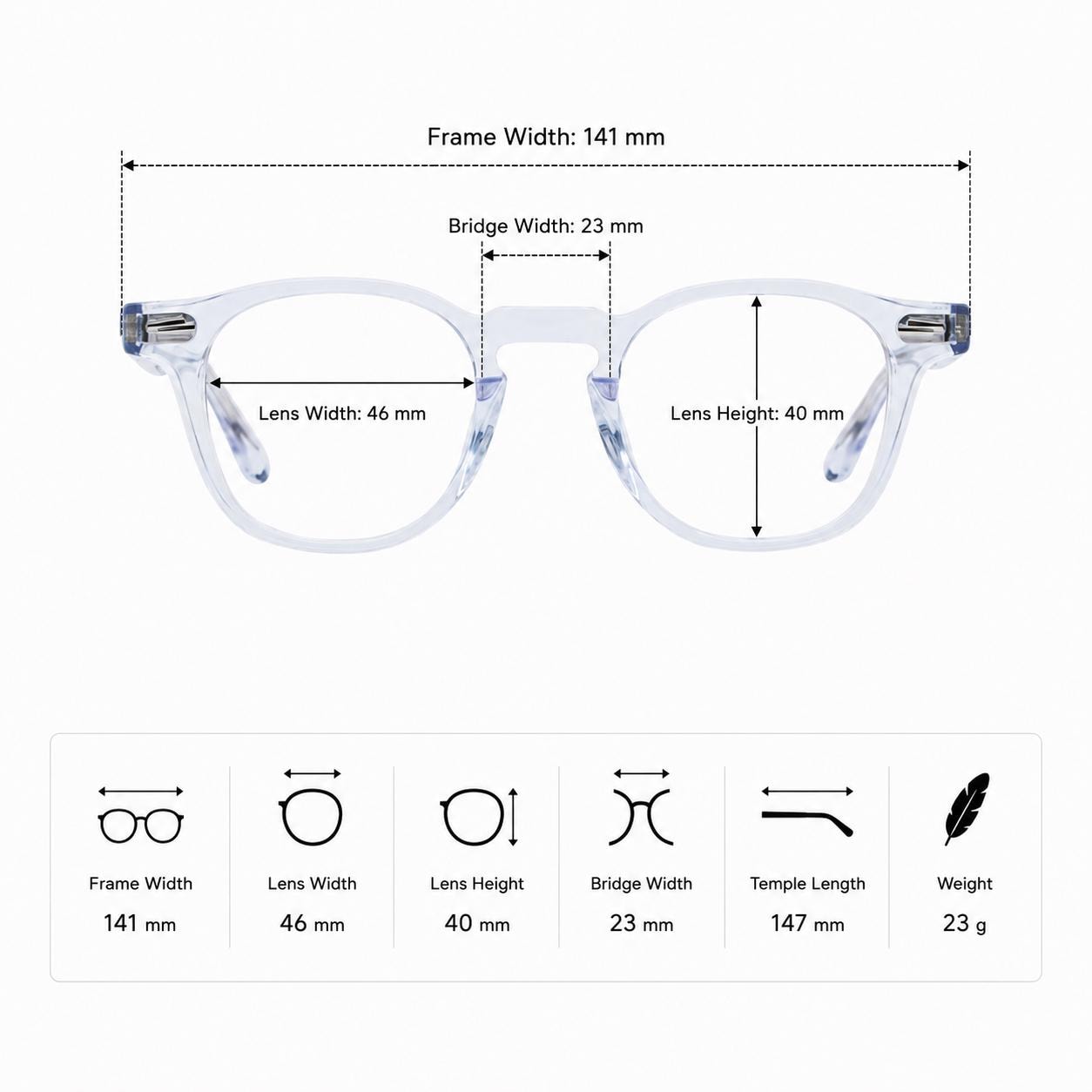 Clear Eyeglasses | Korean Design Square Frame | Unisex Acetate Glasses | Lightweight Durable Eyewear — view 7