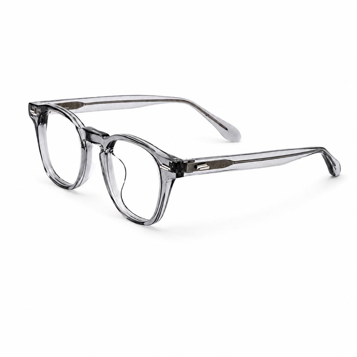 Clear Gray Eyeglasses | Korean Design Square Frame | Unisex Acetate Glasses | Lightweight Eyewear — view 4