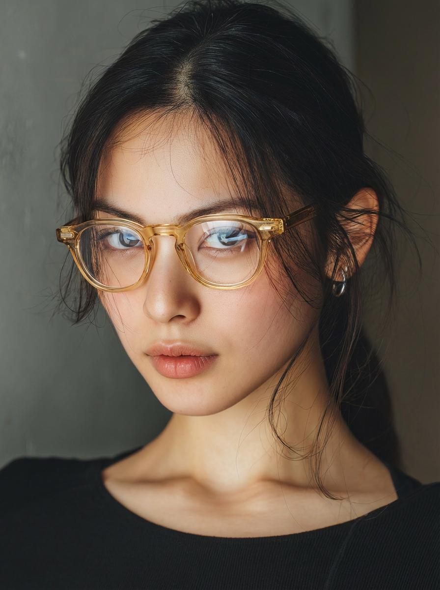 Clear Yellow Frame | Korean Design Square Frame | Unisex Acetate Glasses | Lightweight Durable Eyewear — view 9