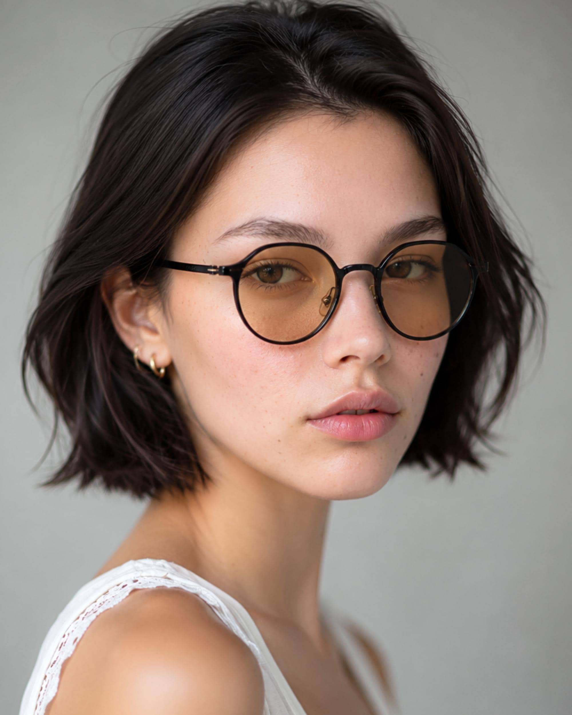 Ultra Lightweight Ultem Round Sunglasses | Yellow Tint Minimalist Korean Eyewear